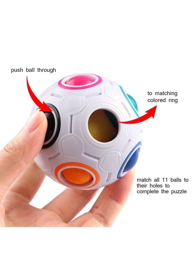 Coogam Rainbow Puzzle Ball with Pouch Color-Matching Puzzle Game Toy Stress Reliever Magic Ball Brain Teaser for Kids and Adults, Children, Boy, Girl Holiday - Image 2